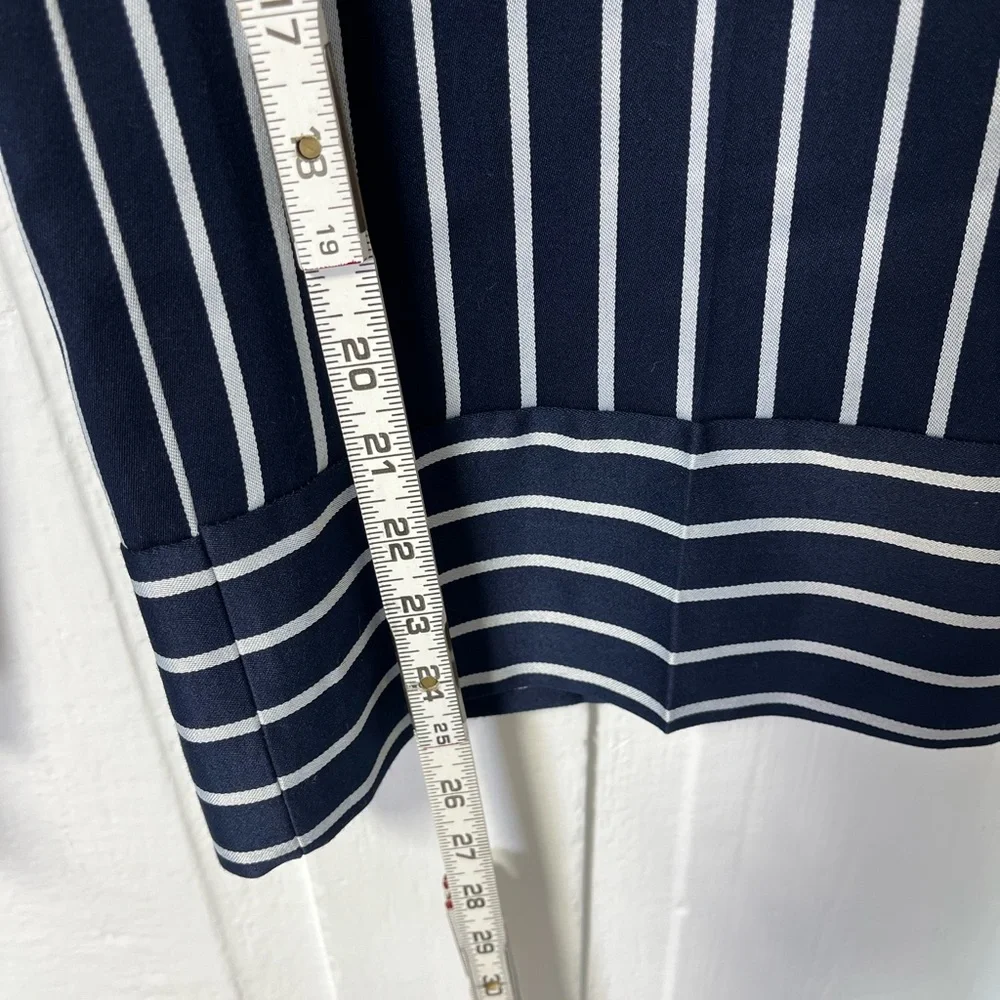 Banana Republic Blake Striped Wide Leg Navy Belted Pants Sz 6 - Picture 9 of 10